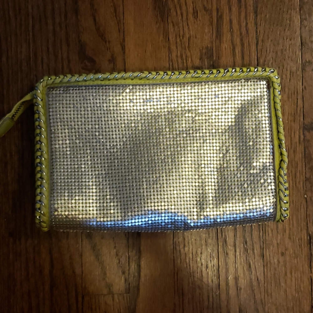 BCBGMaxAzria Metallic Clutch w/ leather detailing